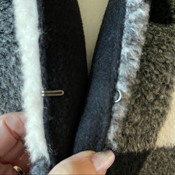 Talbots Wool Blend Buffalo Plaid Long Vest in Black,  White and Gray - Picture 5 of 16